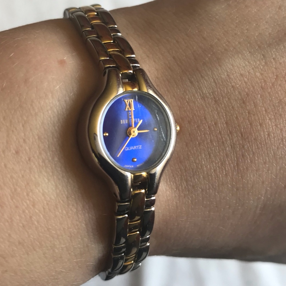 Berenger Two Tone Silver, Gold & Blue Wrist Watch